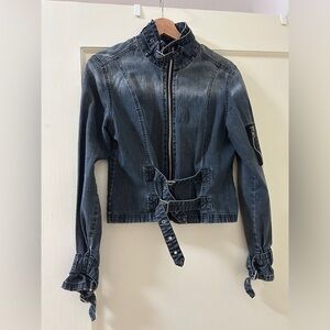 Vintage denim jacket with buckles